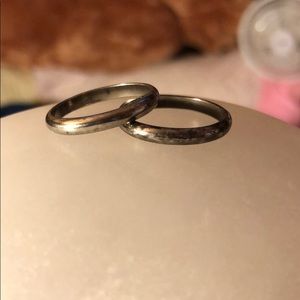 Silver band ring set of two